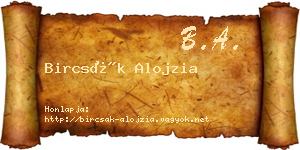Bircsák Alojzia névjegykártya